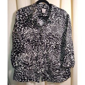55% Linen Covington Woman Size 16-18 Wide Animal Print Blouse